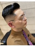フェザーパーマサーフカール刈り上げセンターパート