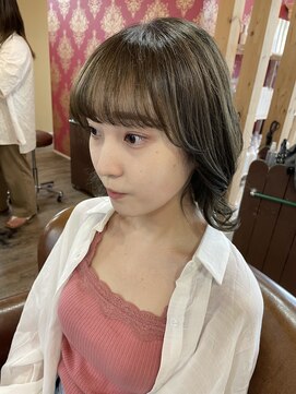 チェリーコーク(HAIR CHERRY COKE) オリーブベージュ×ゆるふわミディアム