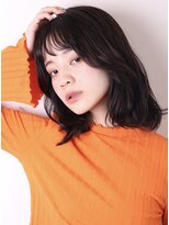 バーニー(BARNEY)&nbsp;似合わせカット前髪パーマ黒髪セミディ1103