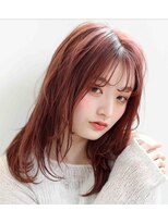 ヘアーゼロ 南新町(HAIR ZERO)&nbsp;顔周りレイヤー×レッドカラー
