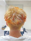 メンズカットブリーチダブルカラーハイライトハイトーンショート