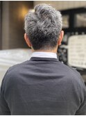 メンズシルバー刈り上げショートリクルートカット50代眉カット