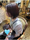 ピンクブラウン　ボブ
