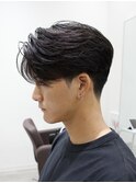 メンズセンターパートウルフセンターパートニュアンスパーマ襟足