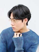 ビカムメンズヘアー 栄店(become men's hair)&nbsp;曲がる縮毛矯正で作るニュアンスパーマ/センターパート/メンズ