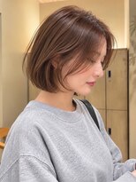 トリッカ シブヤ(TRICCA SHIBUYA)&nbsp;丸みショートボブ/グレージュブラウン/似合わせカット/小顔ヘア