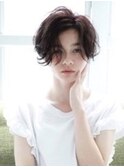 黒髪 マニッシュショートボブ センターパート 前髪なし