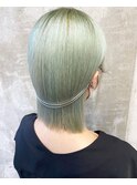 #ミントグリーン#ペールカラー#切りっぱなしボブ#10代#20代