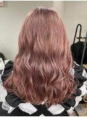 ピンクミルクティーベージュ小顔ワンレンケアブリーチ所沢韓国