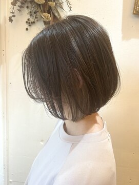 ヘアー ラボ(hair labo) ボブ　インナーカラー　前髪あり　ミルクティーベージュ