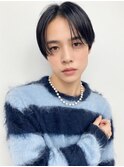 シースルーセンターパート韓国マッシュ黒髪刈り上げツーブロック