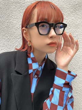 ヴィオットバイサロン(Viot by Salon) ブリーチなしWカラー アプリコットオレンジ 外はねボブ