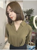 ブリーチなし透明感オリーブ×小顔顔まわりカット