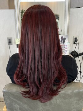 シェル 津山の手店(shel) 20代30代40代秋髪ピンクブラウンロングレイヤーカットくびれヘア