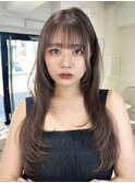 A142レイヤーカット韓国ヘアーグレージュケアカラー