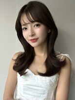 エインアンリー 明治神宮前(AIN.ANLY.)&nbsp;モーヴピンクベージュカラー韓国レイヤースタイル前髪カット