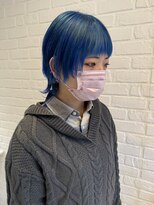 デイジー インデックスヘア 大島店(DAISY index hair) アンブレラ×ダブルカラー ブルー デザインカラーウルフショート
