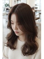 ノア ヘアメイク(Noa hair make)&nbsp;ピンクベージュ/前髪/ウェーブヘア/ブラウン