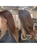 イヤリング・フェイスフレーミング》ポイントブリーチ＋オンカラー＋艶髪ＴＲ