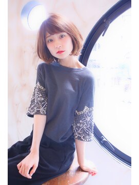 ブーケ(BOUQUET) オレンジ・イルミナカラー・大人ボブ・ジグザグザグバング・小顔