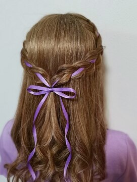 ヘアセットサロン ミント(Hair set salon MINT) 布リボン編み込みハーフアップ