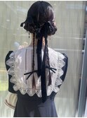ツインテール　編み込みと三つ編みヘア