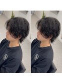 センターパートウルフツイストスパイラルパーマ