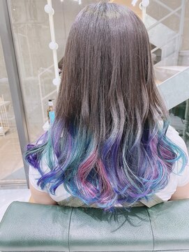デイズ(days) 【エンドカラー】暗めアッシュ × 毛先多色ユニコーンカラー