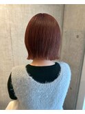 大人ガーリー切りっぱなしミニボブ×暖色カラー