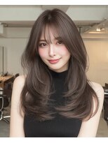 モモ(momo)&nbsp;顔周りレイヤーロング韓国ヘアダークアッシュ_m0003