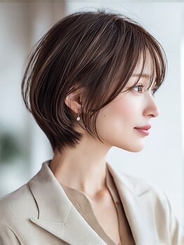 ヘアー ミッション 心斎橋店(hair Mission)の写真/大人ショートは毎日の扱いやすさ,全体のシルエットや上品さにこだわっています◎どこからみても綺麗style♪