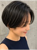 ハンサムショート×ハイライト 韓国風ナチュラルマッシュ