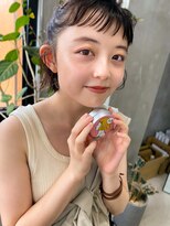 テトヘアー(teto hair)&nbsp;眉上 オン眉 前髪短め ボブ アレンジ くせ毛 ハーフアップ