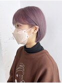 ショートピンクラベンダー_外ハネボブセクションカラー_ba386322