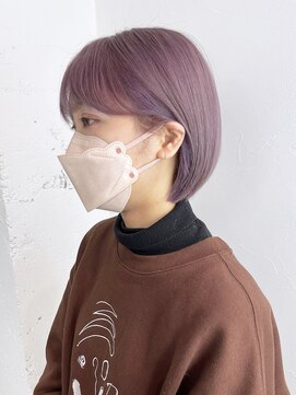 アイティーバイアルバム 松戸店(IT by ALBUM) ショートピンクラベンダー_外ハネボブセクションカラー_ba386322