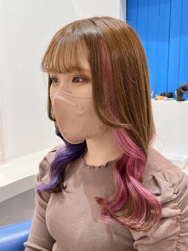 ウーロス(uros.) 【SENA】ツートーンインナーカラー パープル ミルキーピンク