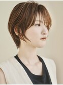 大人可愛い20代30代40代前下がりショートボブ/丸みショート◎