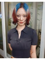 レコ 渋谷(LECO)&nbsp;デザインルーツレッドブルー顔まわりレイヤーボブ