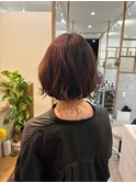 赤みブラウン×やわらかボブ