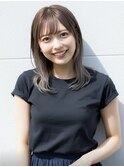 小顔外ハネミディアムアッシュ20代30代40代くびれミディ韓国ヘア