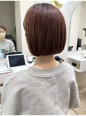 Say.ショートボブチェリーブラウン地毛風ストレートミニボブ青山
