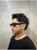 調布メンズスパイキーショートウルフスパイラルパーマ30代