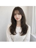 やわらかレイヤーロング×シースルーバング