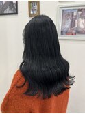 20代30代寒色系カラーシースルーバンク艶感ストレート透明感