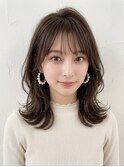アンブレラカラーミディアムヘアショートカットセミロング50代