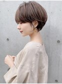 大人可愛い前髪ありのひし形マッシュショートパーマ20代30代