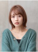 大人かわいい前髪セシルカットココアブラウンフリンジウェーブ