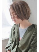 丸みショートボブ×カーキカラー 若松河田/曙橋/20代/30代/40代
