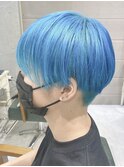ウルフショート/水色カラーブルーカラー/ツーブロック