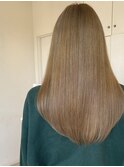 ダブルカラー　艶髪　ミルクティーベージュ